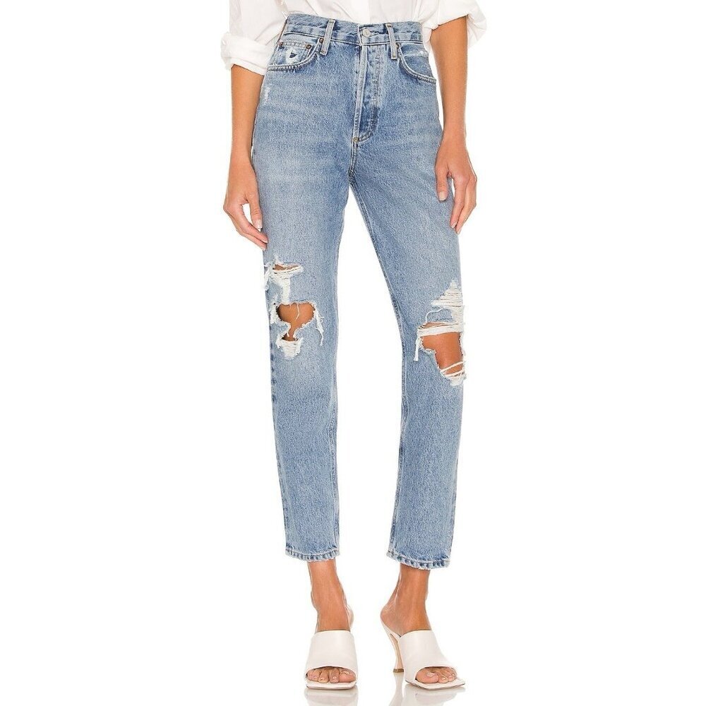 AGOLDE Size 28 Fen High Rise Relaxed Taper Destroyed Jeans Button Fly Crop